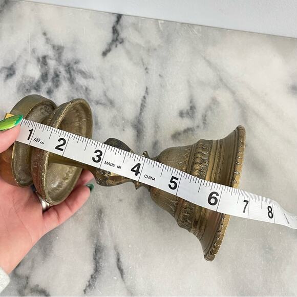 Vintage Brass Candlestick Candle Holder Bowl Lamp Incense Gold Solid MCM Design - Picture 8 of 9